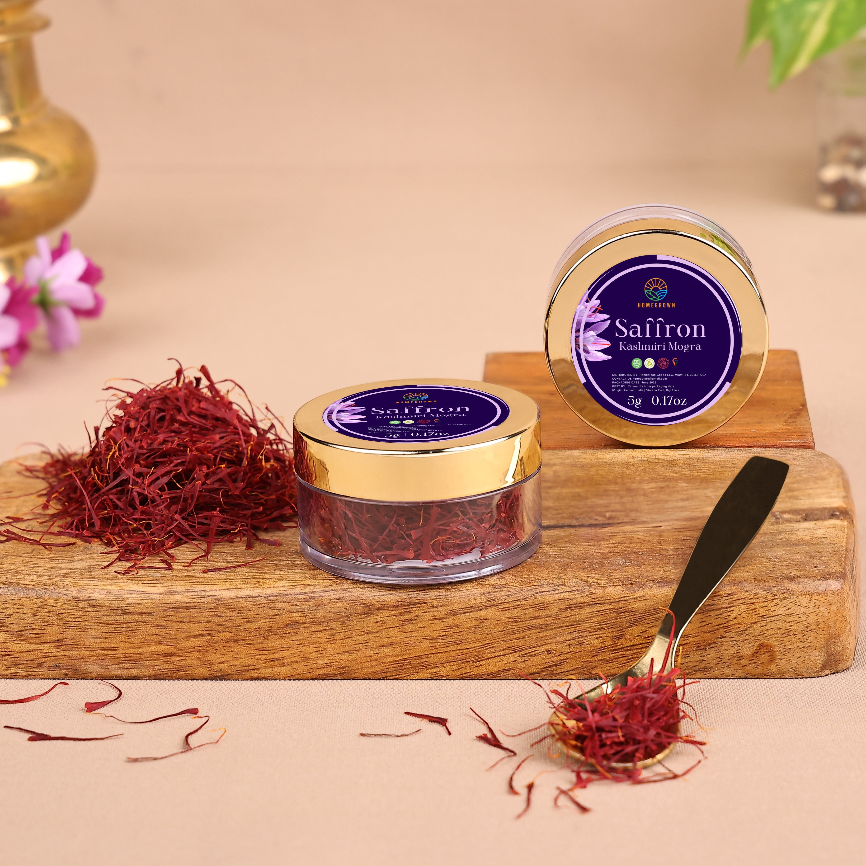 Premium Saffron Kashmiri Mogra (0.17 oz / 5g) – Premium Grade, Handpicked, Rich Aroma & Deep Color