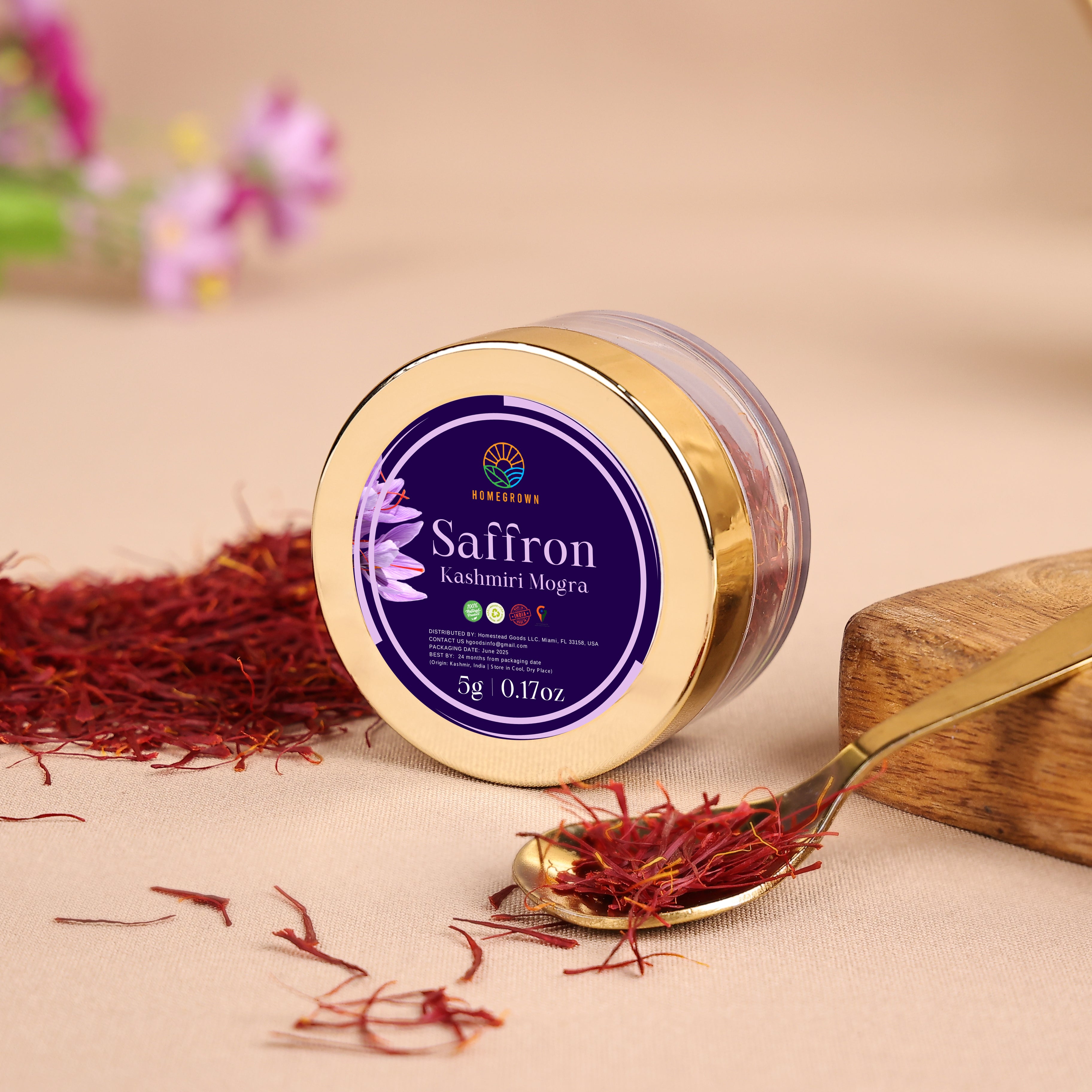 Premium Saffron Kashmiri Mogra (0.17 oz / 5g) – Premium Grade, Handpicked, Rich Aroma & Deep Color