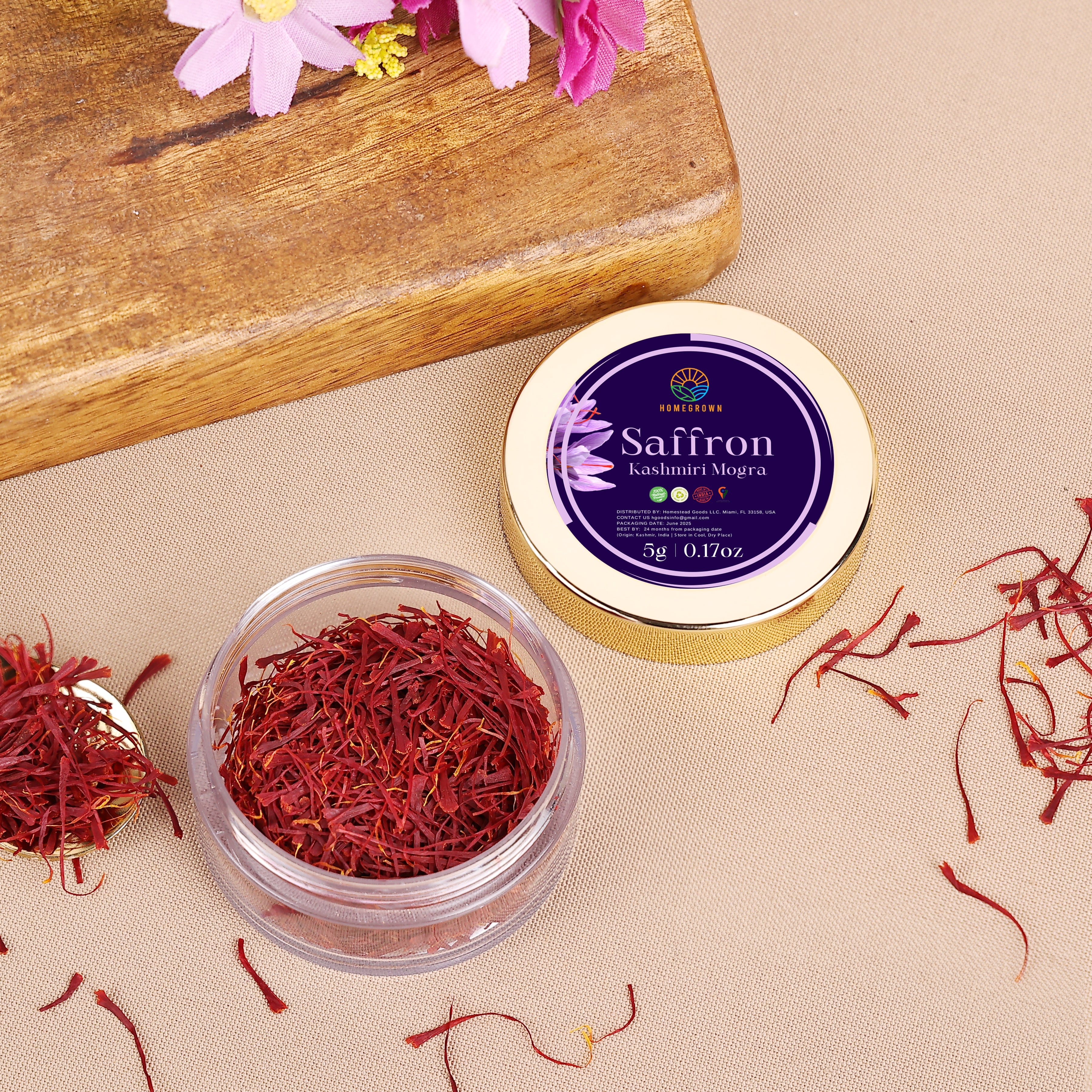 Premium Saffron Kashmiri Mogra (0.17 oz / 5g) – Premium Grade, Handpicked, Rich Aroma & Deep Color