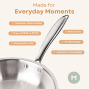Stainless Steel Sauté Pan (Medium) – Everyday Performance, Heavy-Duty Build, PFAS-Free, Induction Ready