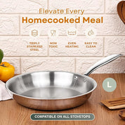 Stainless Steel Sauté Pan (Large) – Heavy-Duty, Even Heat Performance, PFAS-Free, Induction Compatible