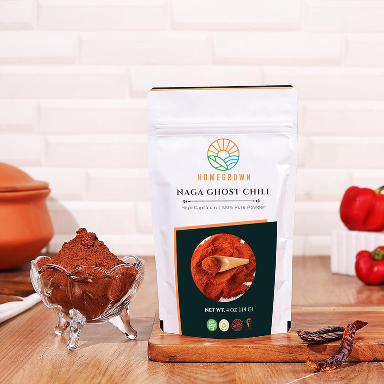 Premium Naga Ghost Chili Powder (4 oz) – 100% Pure, High Capsaicin, Extreme Heat, Naturally Grown