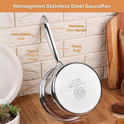 Stainless Steel Saucepan with Lid – Professional Grade, 3-Layer Bonded Steel, Even Heating, Induction Ready, Non-Toxic Cookware