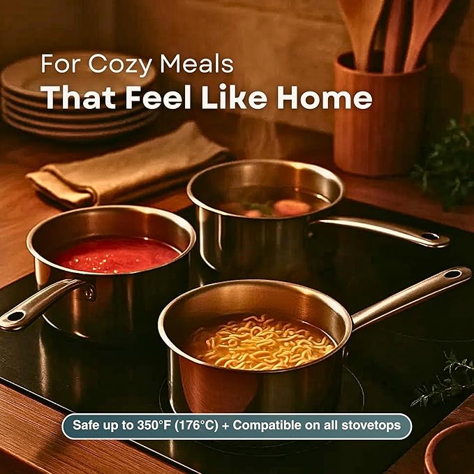 Stainless Steel Saucepan with Lid – Professional Grade, 3-Layer Bonded Steel, Even Heating, Induction Ready, Non-Toxic Cookware
